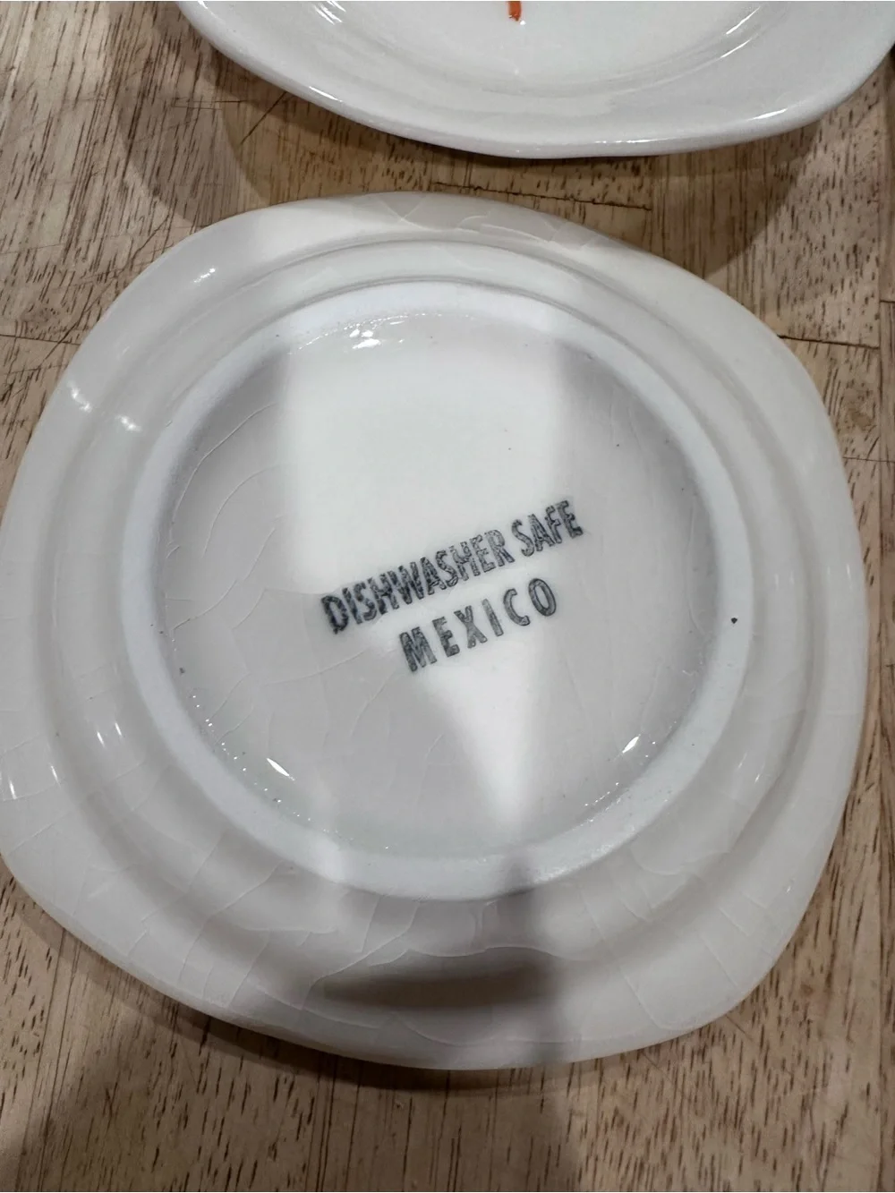 White Ceramic Dessert Plates with Orange Sun Design - Set of 6